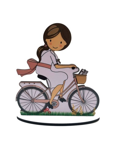 Figura de pastel Comunión Bicicleta Niña