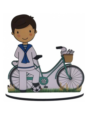 Figura de pastel Comunión Bicicleta Niño